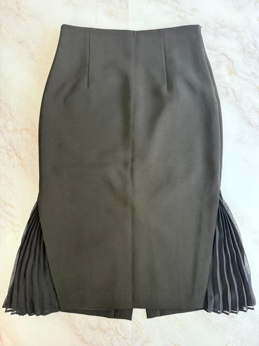 【GIVENCHY】プリーツ切替デザインタイトスカート｜シック＆エレガントなブラック | レディース 36（ウエスト約35cm/総丈約73cm）