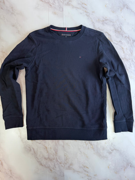【TOMMY HILFIGER】コットン100% クルーネック スウェット/トレーナー ネイビー 表記164（ユニセックスS相当）フラッグロゴ