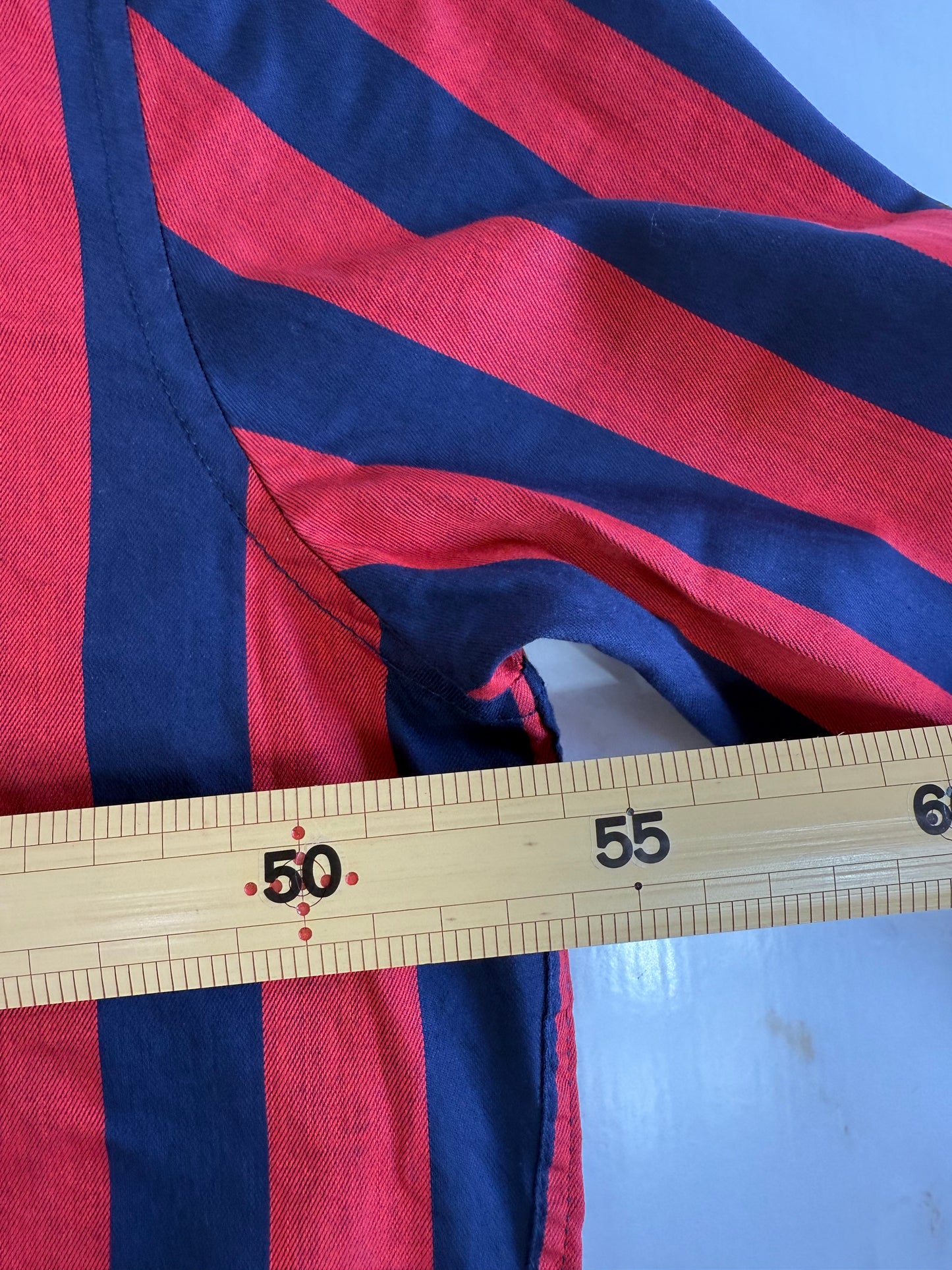 【TOMMY HILFIGER】トミーヒルフィガー スリムフィット 長袖シャツ レッド×ネイビー ストライプ メンズ Mサイズ