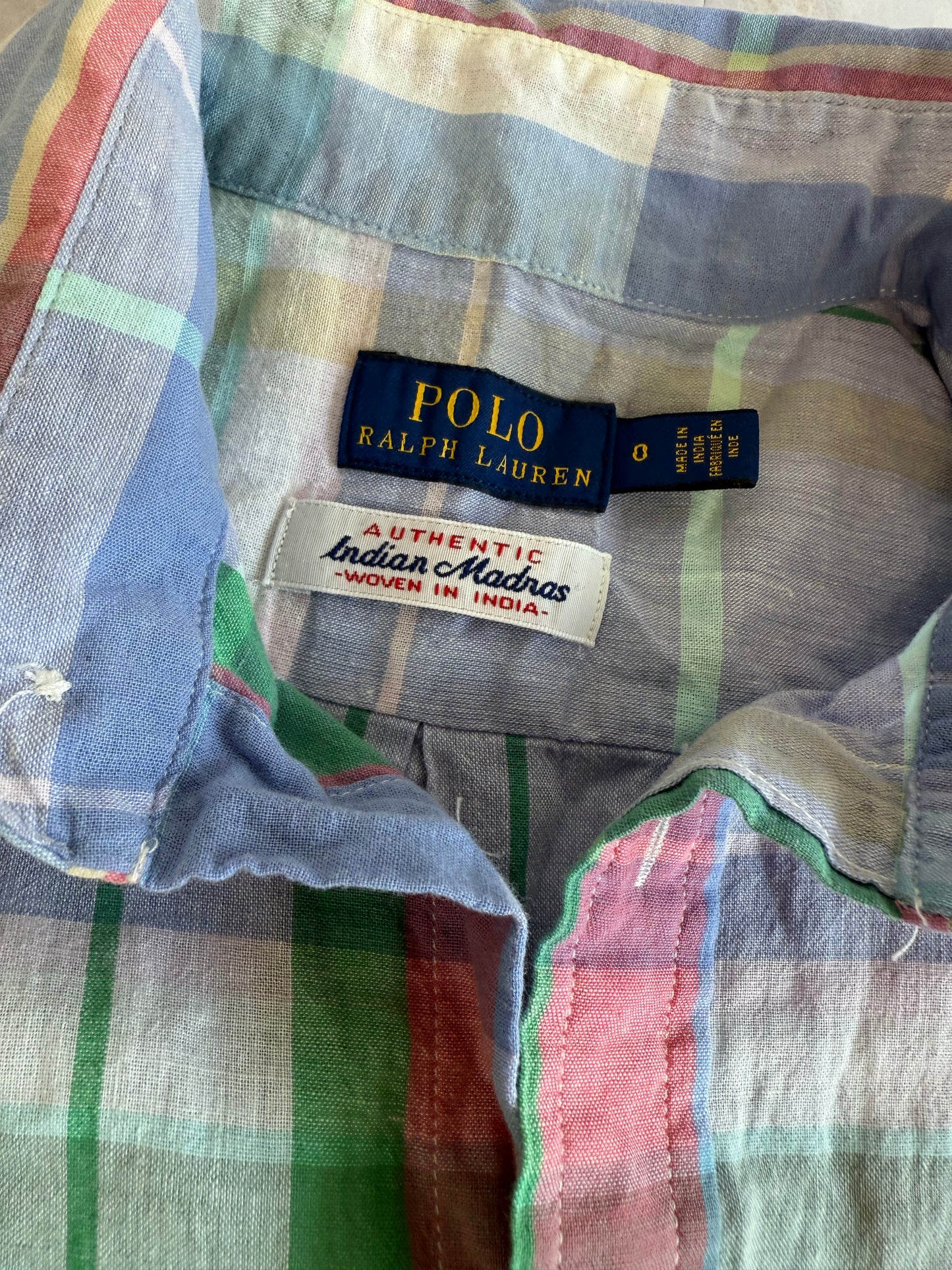 【POLO RALPH LAUREN】ポロ ラルフローレン マドラスチェック シャツワンピース ベルト付き 綿100% インド製 レディース Oサイズ