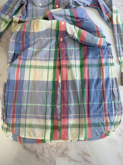 【POLO RALPH LAUREN】ポロ ラルフローレン マドラスチェック シャツワンピース ベルト付き 綿100% インド製 レディース Oサイズ