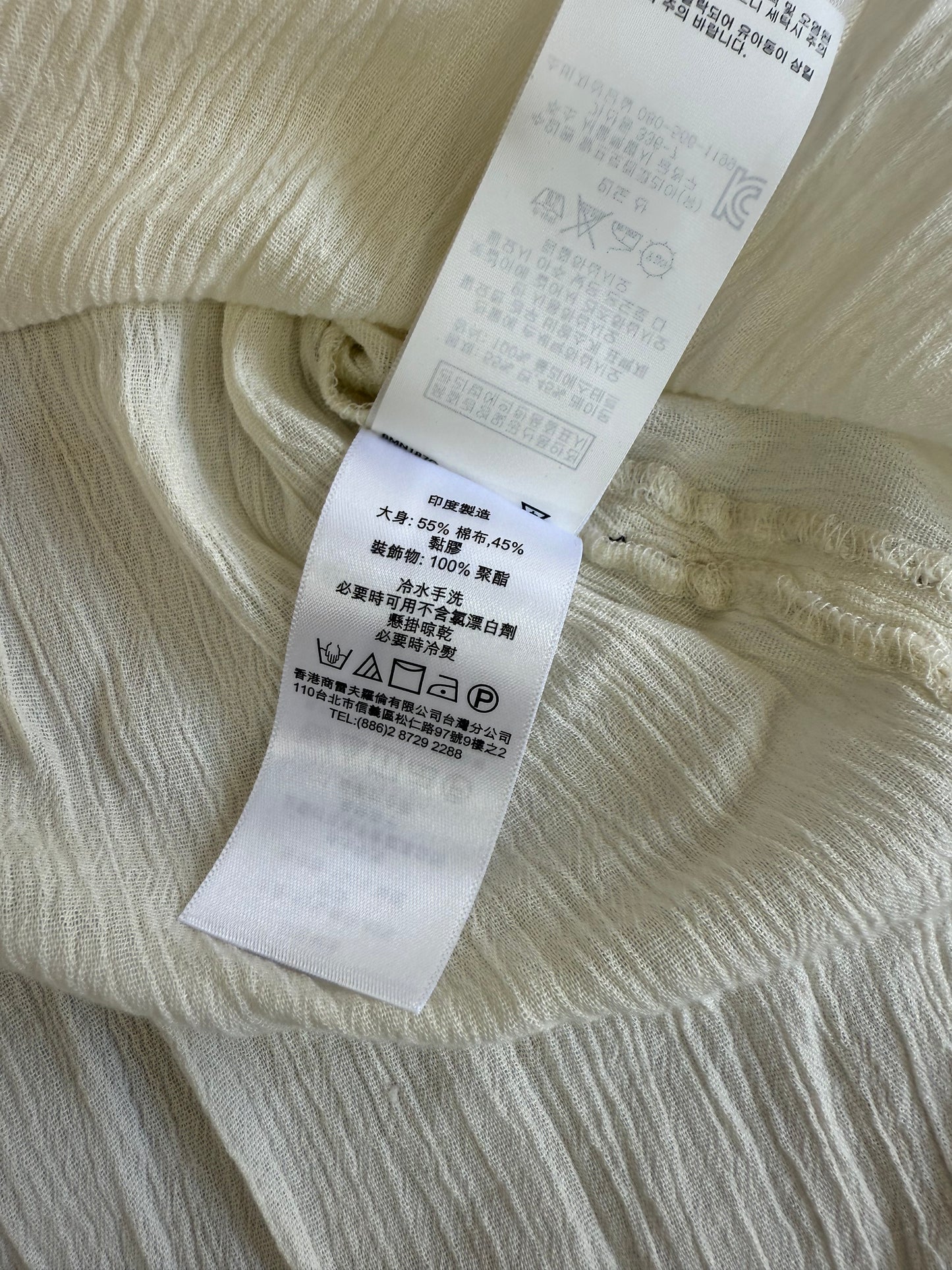 【DENIM & SUPPLY RALPH LAUREN】デニム＆サプライ 刺繍 タッセル チュニック 七分袖 クリンクルガーゼ 綿×レーヨン レディース XXS インド製
