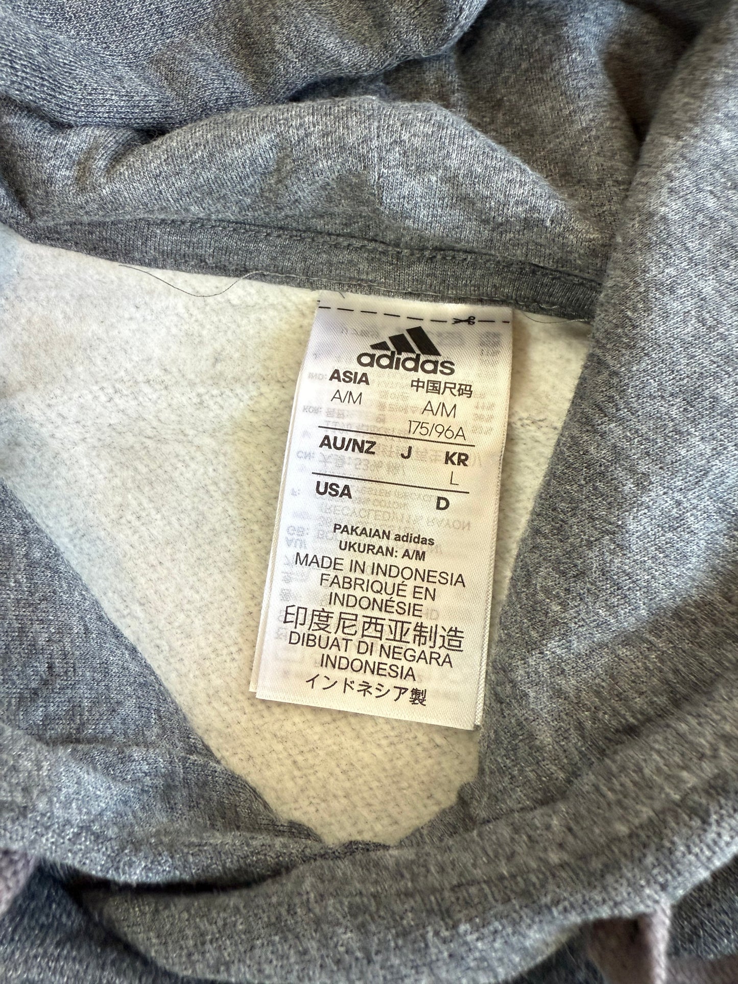 【adidas】アディダス ビッグロゴ フーディ 3ストライプ 裏起毛 ダークグレー A/M(175) メンズ HL2237 インドネシア製