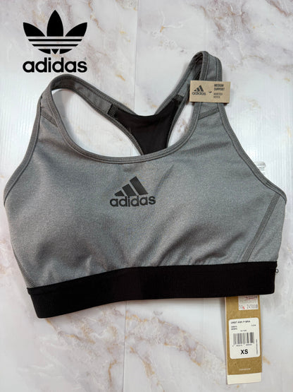 【adidas】アディダス スポーツブラ DRST ASK P BRA XS ミディアムサポート グレー ブラック レディース トレーニングウェア