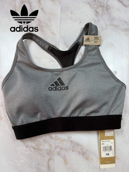 【adidas】アディダス スポーツブラ DRST ASK P BRA XS ミディアムサポート グレー ブラック レディース トレーニングウェア