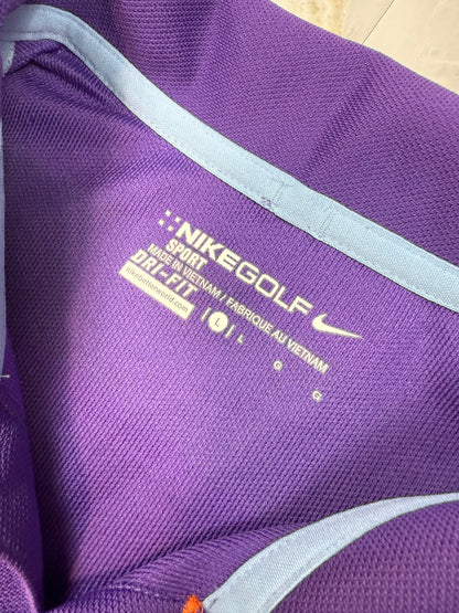 【NIKE GOLF】ナイキゴルフ Dri-FIT ボーダーポロシャツ メンズ Lサイズ パープル系 吸汗速乾