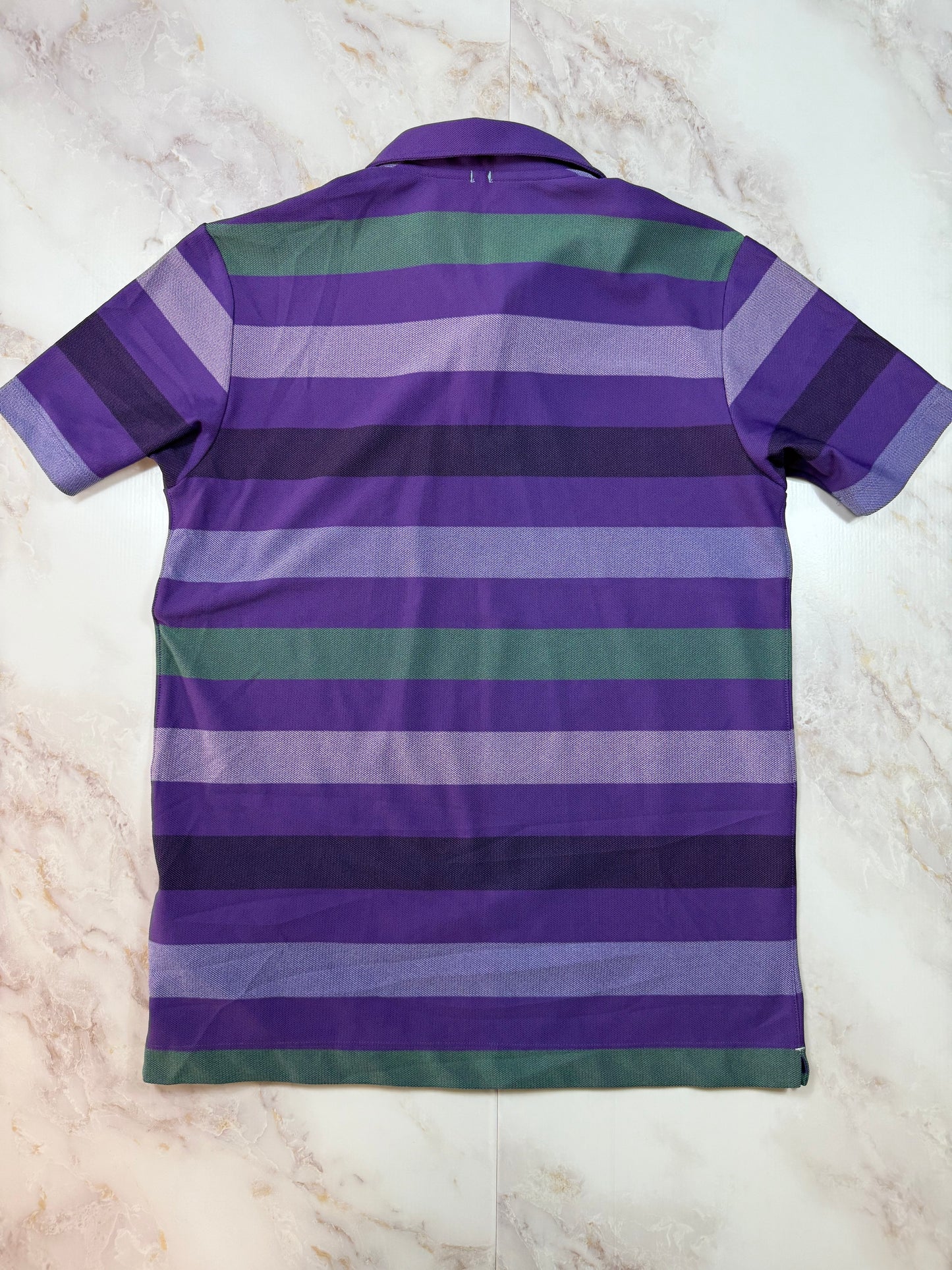 【NIKE GOLF】ナイキゴルフ Dri-FIT ボーダーポロシャツ メンズ Lサイズ パープル系 吸汗速乾