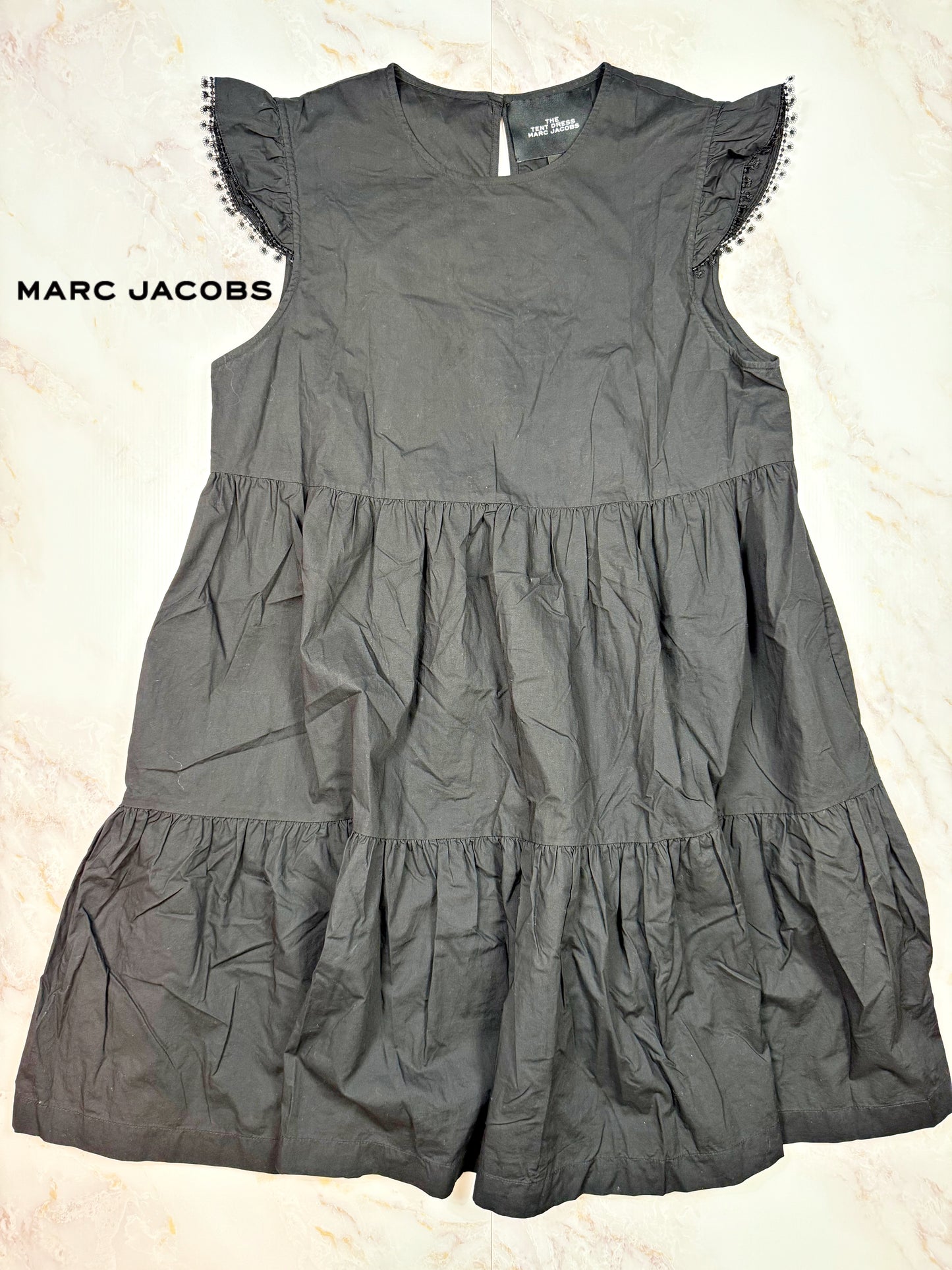 【MARC JACOBS】THE TENT DRESS テントドレス フリルスリーブ ブラック レディース Mサイズ