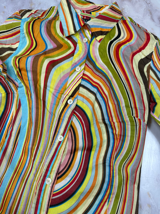 Paul Smith BLACK LABEL｜マルチカラー ストライプシャツ 長袖 レディース 38サイズ イタリアンコットン