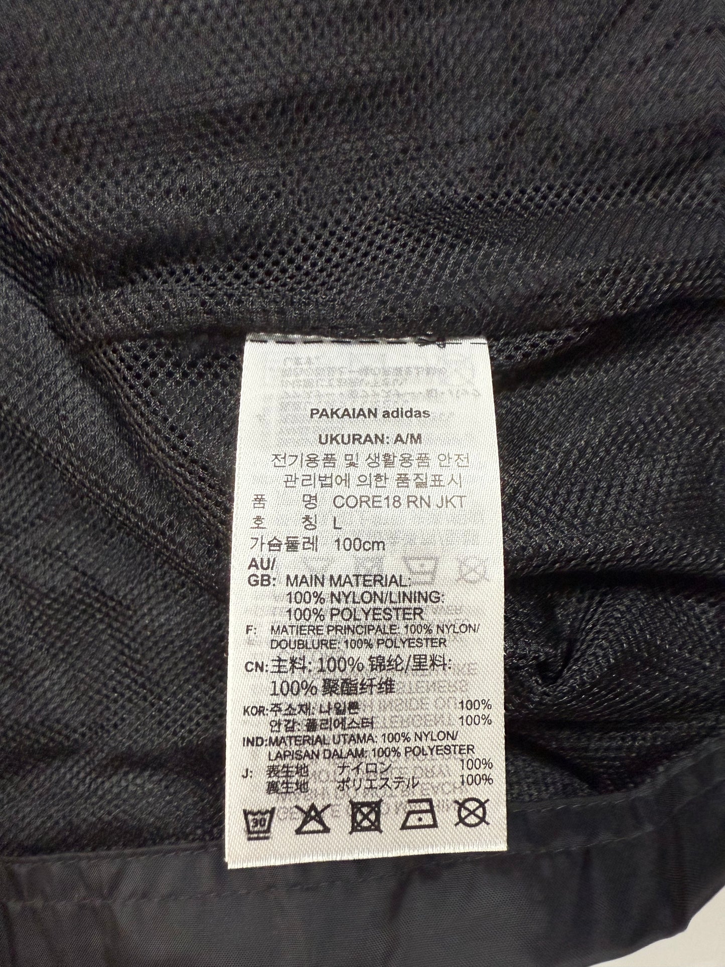 【adidas】フード付き ナイロンジャケット グレー Lサイズ相当 CORE18 RN JKT メンズ アディダス ウインドブレーカー