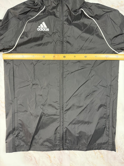 【adidas】フード付き ナイロンジャケット グレー Lサイズ相当 CORE18 RN JKT メンズ アディダス ウインドブレーカー