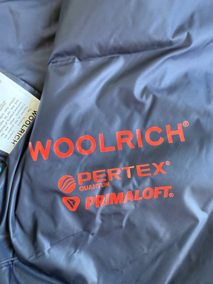 WOOLRICH（ウールリッチ）ナイロン シャツジャケット メンズS ネイビー 中綿入り PRIMALOFT／PER-TEX搭載
