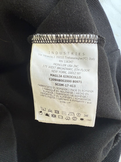 MONCLER（モンクレール）ナイロン切替 クルーネックスウェット ブラック メンズ Mサイズ MADE IN ROMANIA