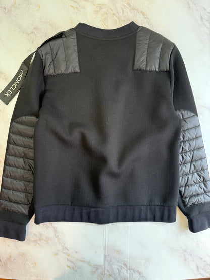 MONCLER（モンクレール）ナイロン切替 クルーネックスウェット ブラック メンズ Mサイズ MADE IN ROMANIA