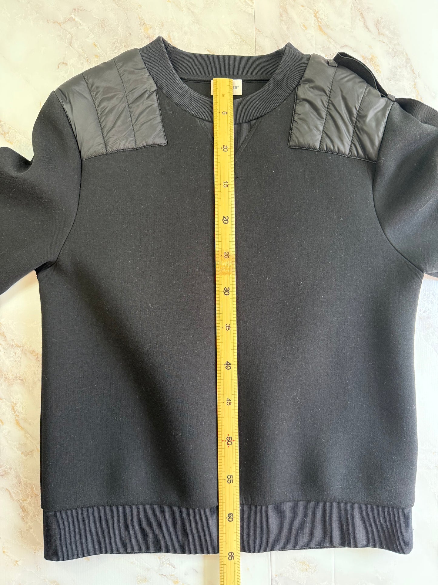 MONCLER（モンクレール）ナイロン切替 クルーネックスウェット ブラック メンズ Mサイズ MADE IN ROMANIA