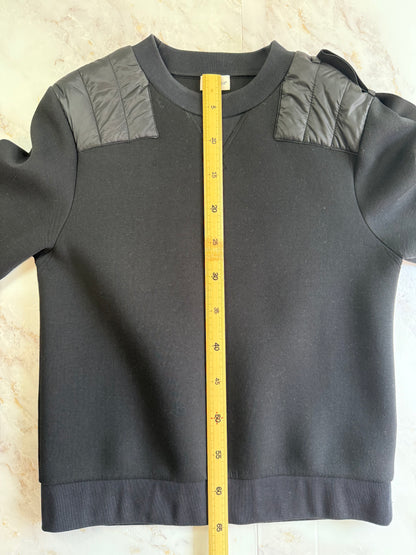 MONCLER（モンクレール）ナイロン切替 クルーネックスウェット ブラック メンズ Mサイズ MADE IN ROMANIA