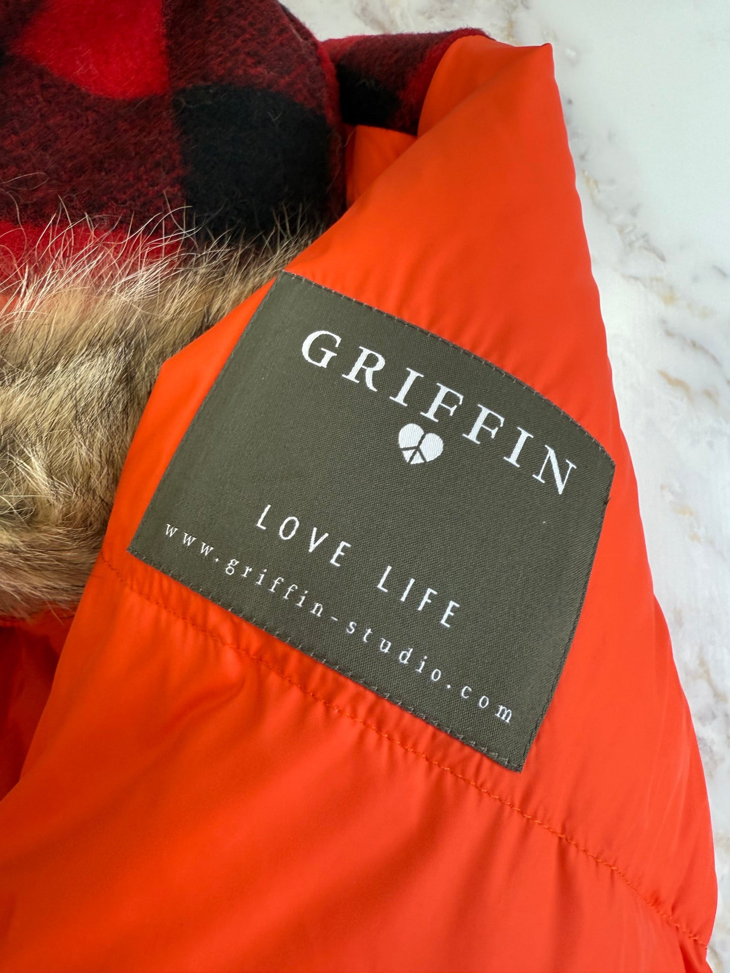 WOOLRICH × GRIFFIN（ウールリッチ × グリフィン）ATLANTIC SMOCK リバーシブル ダウンジャケット Mサイズ／カモ×レッド バッファローチェック／MADE IN ITALY