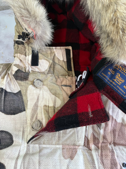 WOOLRICH × GRIFFIN（ウールリッチ × グリフィン）ATLANTIC SMOCK リバーシブル ダウンジャケット Mサイズ／カモ×レッド バッファローチェック／MADE IN ITALY