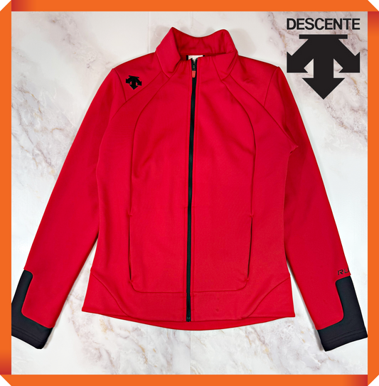 【DESCENTE】デサント レディース ストレッチ トレーニングジャケット レッド Mサイズ フルジップ スポーツウェア