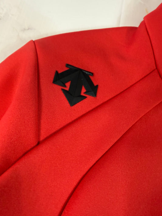 【DESCENTE】デサント レディース ストレッチ トレーニングジャケット レッド Mサイズ フルジップ スポーツウェア