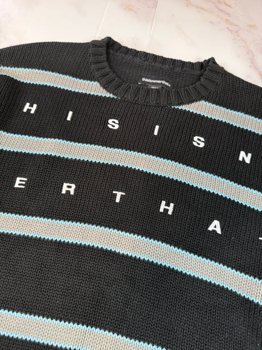 thisisneverthat ディスイズネバーザット ボーダーニット セーター ブラック コットン 韓国ストリート