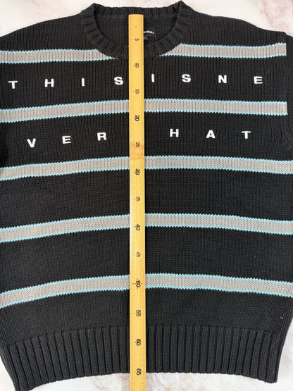 thisisneverthat ディスイズネバーザット ボーダーニット セーター ブラック コットン 韓国ストリート