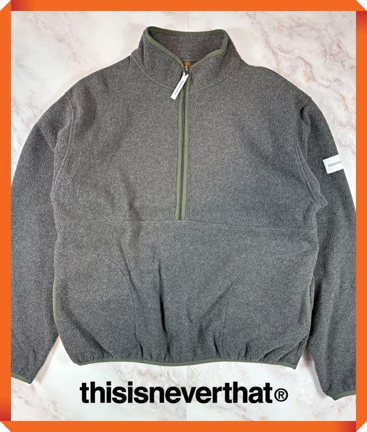 thisisneverthat ハーフジップ フリースジャケット XL グレー プルオーバー ボアフリース ストリート 韓国ブランド