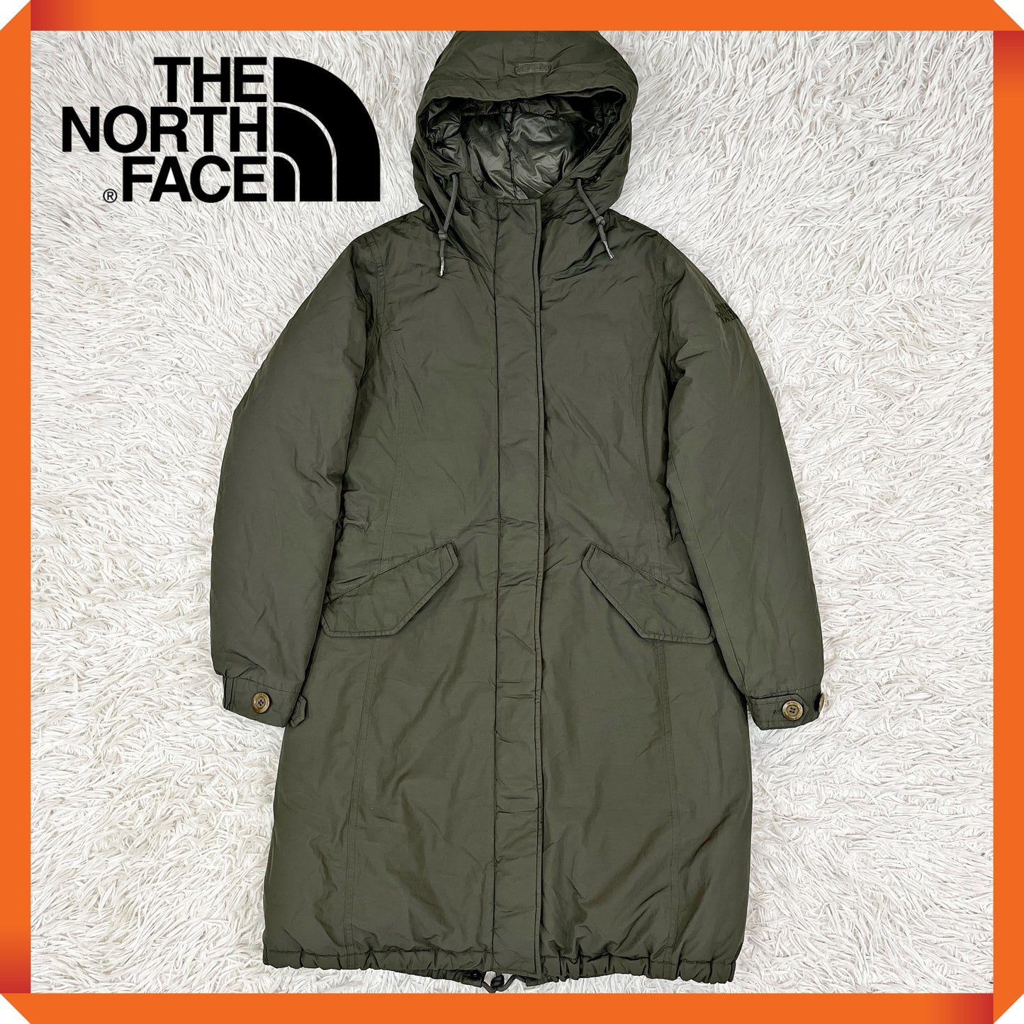 THE NORTH FACE（ザ・ノース・フェイス）ロングダウンコート メンズS（85）カーキ／フード付き・軽量・高保温モデル #15