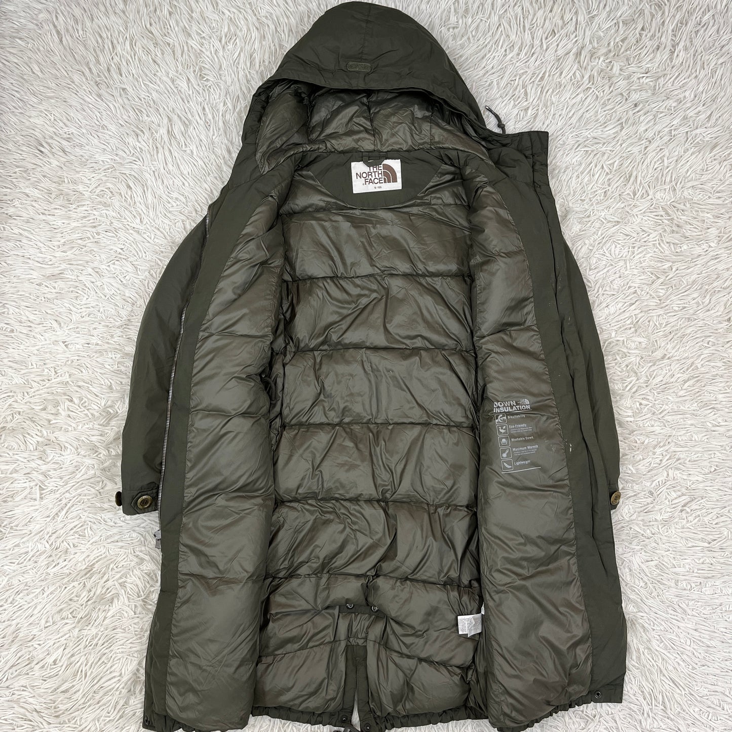 THE NORTH FACE（ザ・ノース・フェイス）ロングダウンコート メンズS（85）カーキ／フード付き・軽量・高保温モデル #15
