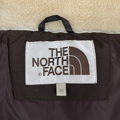 THE NORTH FACE（ザ・ノース・フェイス）レザーロゴ付き ダウンジャケット ハーフコート ブラウン レディースXL 95 #24