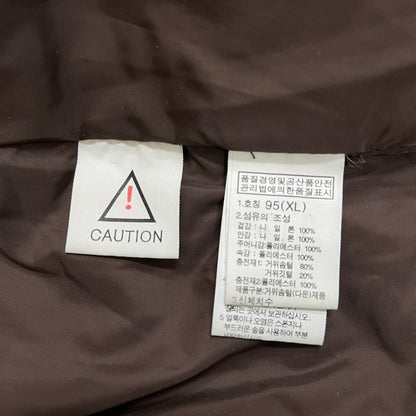 THE NORTH FACE（ザ・ノース・フェイス）レザーロゴ付き ダウンジャケット ハーフコート ブラウン レディースXL 95 #24