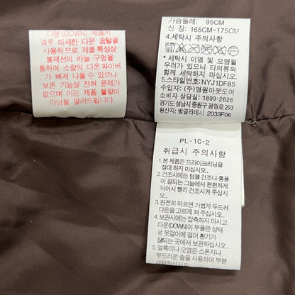 THE NORTH FACE（ザ・ノース・フェイス）レザーロゴ付き ダウンジャケット ハーフコート ブラウン レディースXL 95 #24