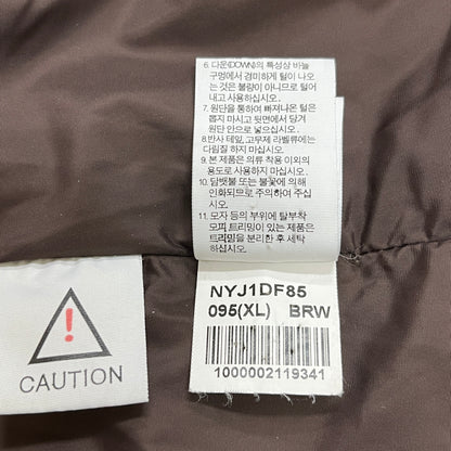 THE NORTH FACE（ザ・ノース・フェイス）レザーロゴ付き ダウンジャケット ハーフコート ブラウン レディースXL 95 #24