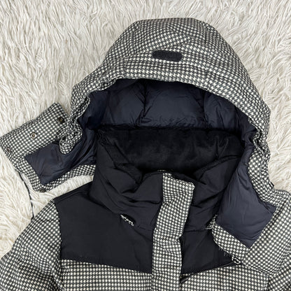 THE NORTH FACE（ザ・ノース・フェイス）千鳥格子柄 ダウンジャケット フード取外し可 レディースL 95 ブラック×ホワイト #25