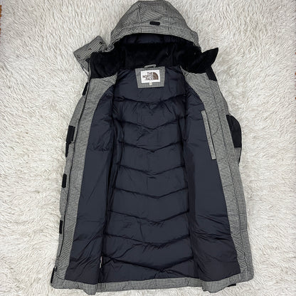 THE NORTH FACE（ザ・ノース・フェイス）千鳥格子柄 ダウンジャケット フード取外し可 レディースL 95 ブラック×ホワイト #25
