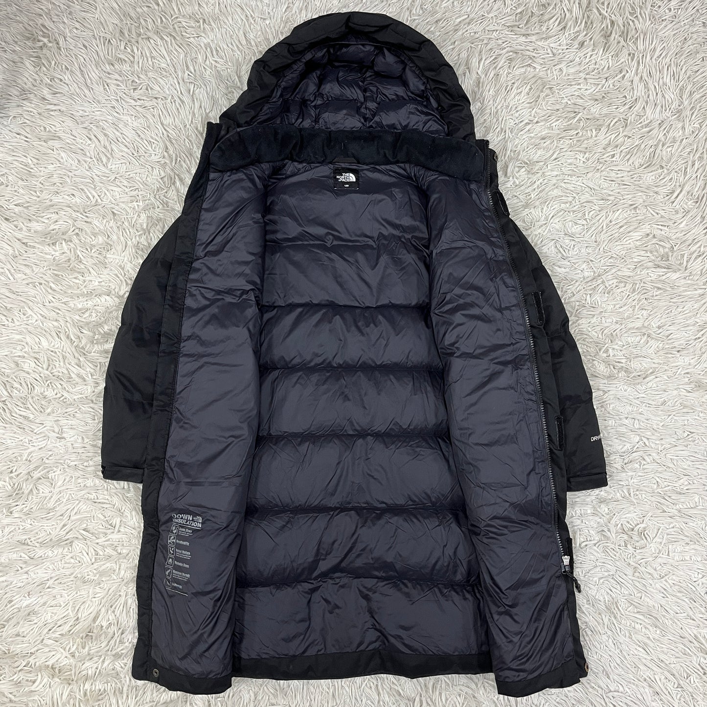 THE NORTH FACE（ザ・ノース・フェイス）ダウンコート DRYVENT キッズ140 ブラック／右袖下補修・汚れあり #27