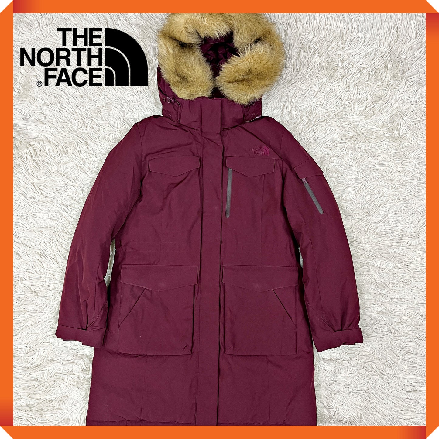 THE NORTH FACE（ザ・ノース・フェイス）ロングダウンジャケット メンズXL（100） ワインレッド フード・ファー取り外し可／RDS認証ウォッシャブルダウン／高保温モデル #33