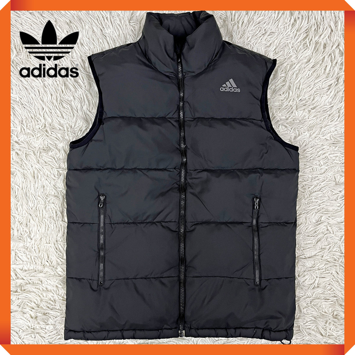 adidas（アディダス）ダウンベスト メンズL（90）ブラック／軽量・高 