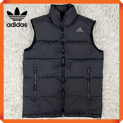 adidas（アディダス）ダウンベスト メンズL（90）ブラック／軽量・高保温モデル／ロゴプリント入り #35