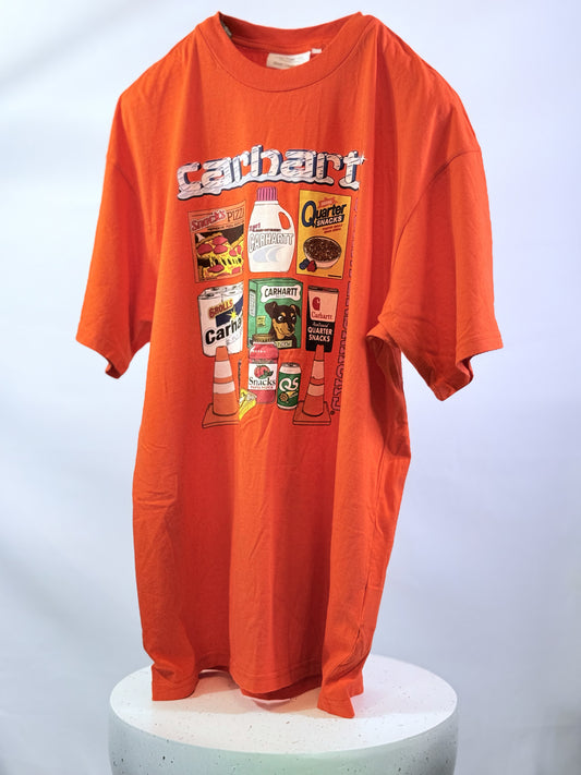 Carhartt WIP × Quartersnacks グラフィックTシャツ オレンジ Lサイズ