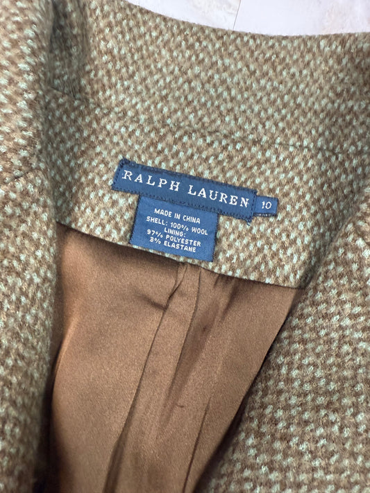 【RALPH LAUREN】ラルフローレン ウール テーラードジャケット ブラウン×グリーン チェック調 レディース サイズ10