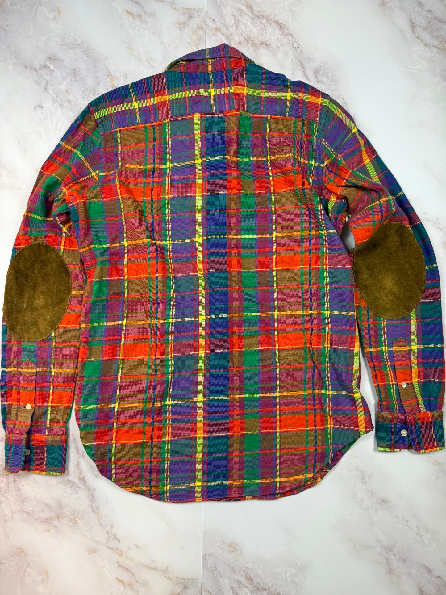 POLO RALPH LAUREN マルチカラー チェックシャツ 長袖 コットン100% エルボーパッチ付き メンズ