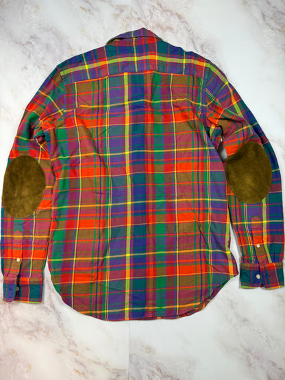 POLO RALPH LAUREN マルチカラー チェックシャツ 長袖 コットン100% エルボーパッチ付き メンズ