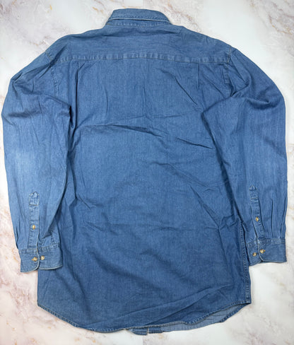 【Carhartt/カーハート】デニム 長袖シャツ Lサイズ メンズ ワークシャツ 100%コットン 胸ポケットロゴ付き