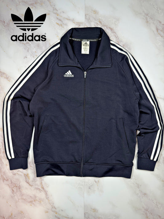 【adidas】アディダス ネイビー トラックジャケット Lサイズ ジップアップ ジャージ 3ストライプ
