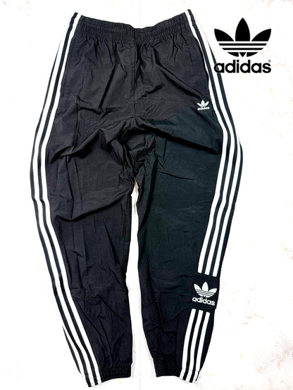 【adidas Originals】ブラック ナイロン トラックパンツ Lサイズ｜3ストライプ ロックアップデザイン