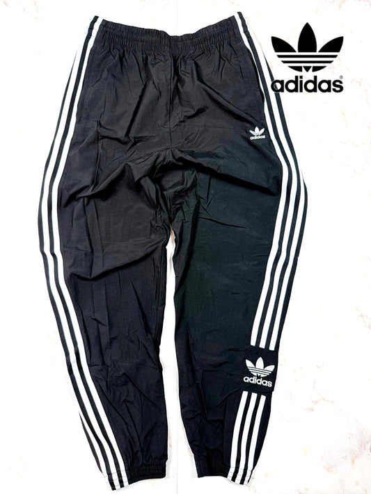 【adidas Originals】ブラック ナイロン トラックパンツ Lサイズ｜3ストライプ ロックアップデザイン