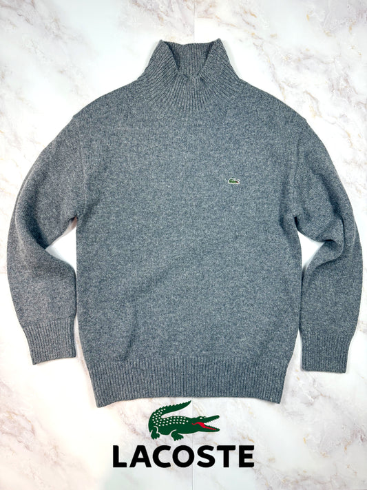 【LACOSTE】ハーフジップ ウールニット グレー FR3/US Sサイズ メンズ 長袖 セーター ラコステ