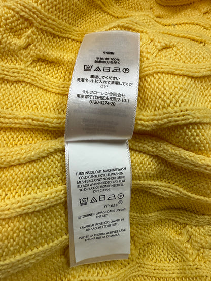 【POLO RALPH LAUREN】ケーブルニット セーター イエロー コットン100% メンズL 大人気ポロラルフローレン