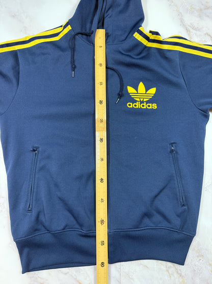 adidas Originals アディダス オリジナルス ジャージパーカー ブルー × イエローライン フルジップ フーディー メンズ 105サイズ